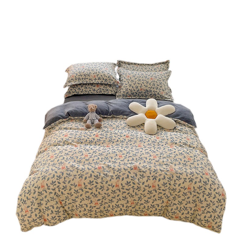 极速a面纯棉b珊瑚绒四件套全棉磨毛冬季法兰绒床上U加厚保暖牛奶