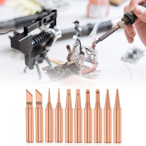 极速10Pcs 900M-T Punre Copper Soldering Iron Tips I+B+K+2.4D