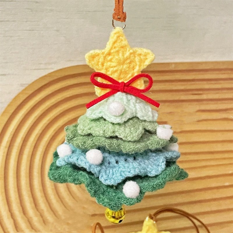极速圣诞节车挂手工编织圣诞材料A包钩针毛线圣诞树自制挂件送闺