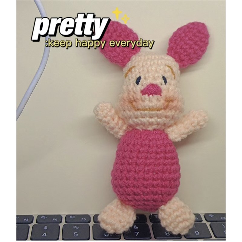极速小猪皮杰毛线编织DIY材料包手工自K制玩偶可爱钥匙扣挂件可爱