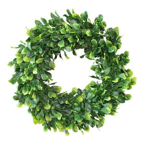 新品Green Wreath 16inqch Decor Leaves Faux Wall Artificial D