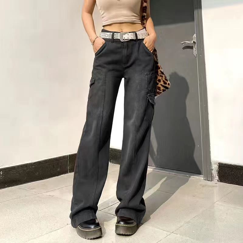 极速Women Cargo Y2K Pants Trousers SetwearM Low Waist Wide L