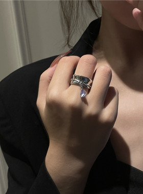 极速coolc wind high sense dark purple unique opening ring ri