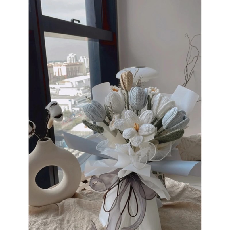 极速情人节diyk礼物手工编织毛线钩针花束自制郁金香成品送女朋友