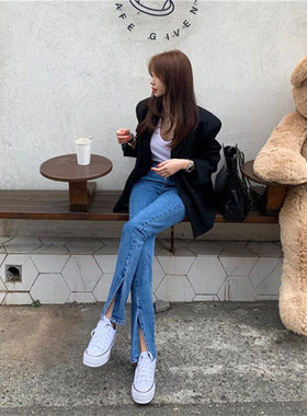 极速Blue Setwear Split Jeans 20A21 High Quality Stylish Fash