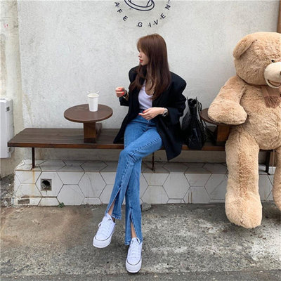 极速Blue Setwear Split Jeans 20A21 High Quality Stylish Fash