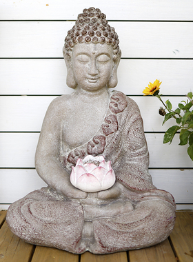 极速庭院复古佛像装饰摆件中式禅意花园小院名宿茶V室阳台创意景