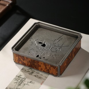 极速古篱梅妃老锡壶承盘干泡茶台大漆杯托海棠Q茶承茶托茶具干泡
