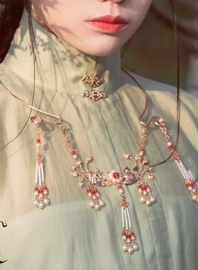 极速云深阁 凤凰于飞 性价比y明制汉服配饰红色系璎珞项圈古风项