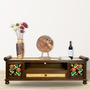 极速泰国进口实木电视柜复古装饰柜子特J色名宿家具东南亚风格家