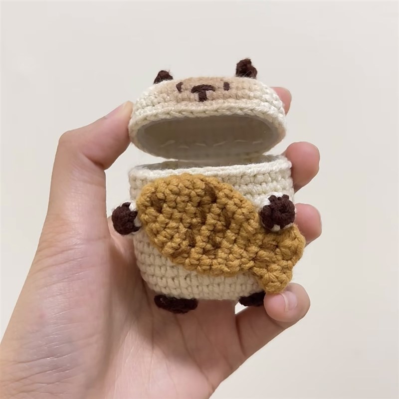 极速毛线钩针暹罗猫手工编织礼物猫苹果蓝K牙耳机包diy材料包送男