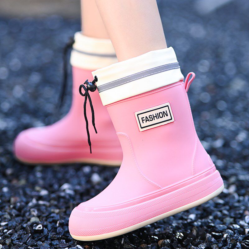 新品儿童雨鞋女款2l026新款加绒可拆卸女童雨靴防滑大童女孩学生