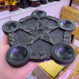 TBable Candlestick Star Altar Plate Pentacle 极速Astrology