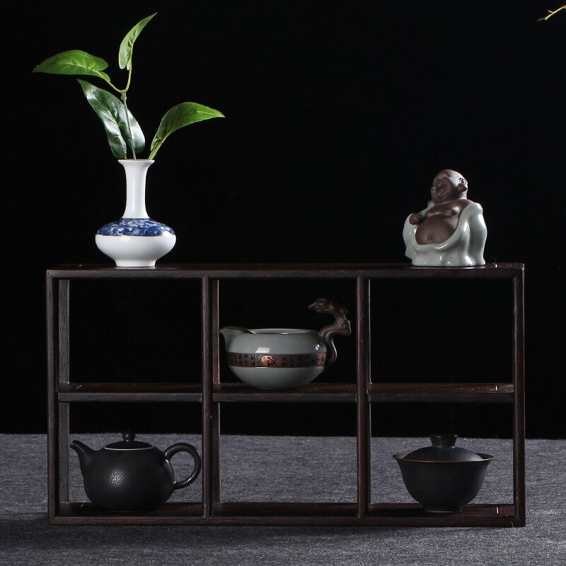 极速久堂茶具博古架实木小号x中式紫砂壶茶壶茶杯置物架摆件展示