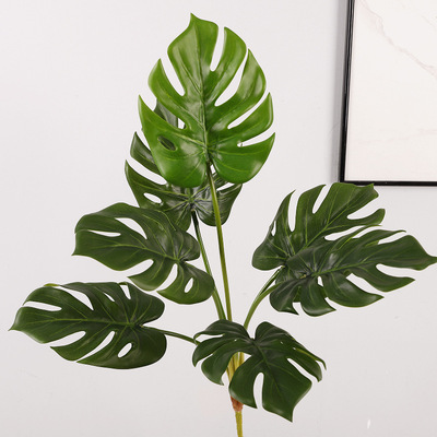 仿真7头龟背叶 叶子把束摆件植物美人蕉造景 装饰仿真龟背叶