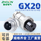 ZHQCN国如航空插头GX20母头公座开孔20mm线缆插件2 15P