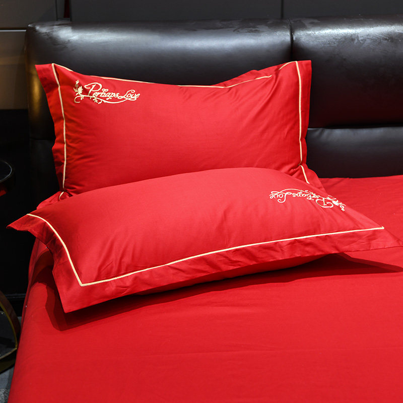 婚庆纯棉枕套一对装 刺绣60S全棉枕头套单人新婚枕芯X套48*74,床上用品,枕套,淘宝优惠券,粉丝福利购,淘宝优惠卷