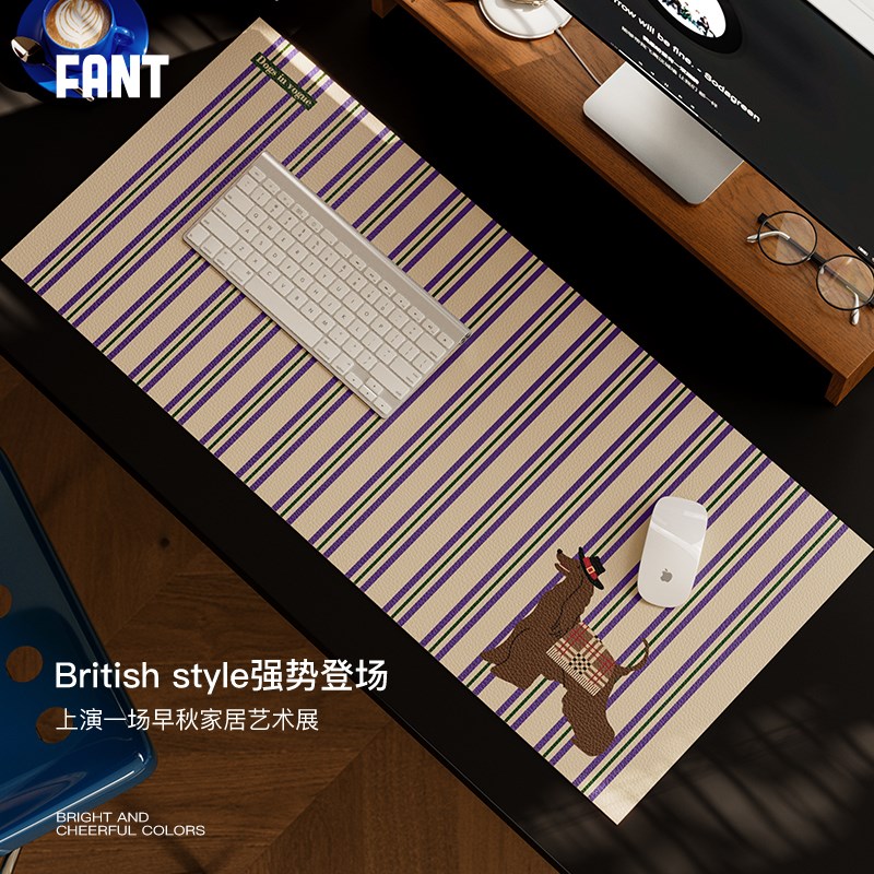 猎犬绅士中古风鼠标垫超大号桌垫办公键盘垫N防水防油免洗桌面垫