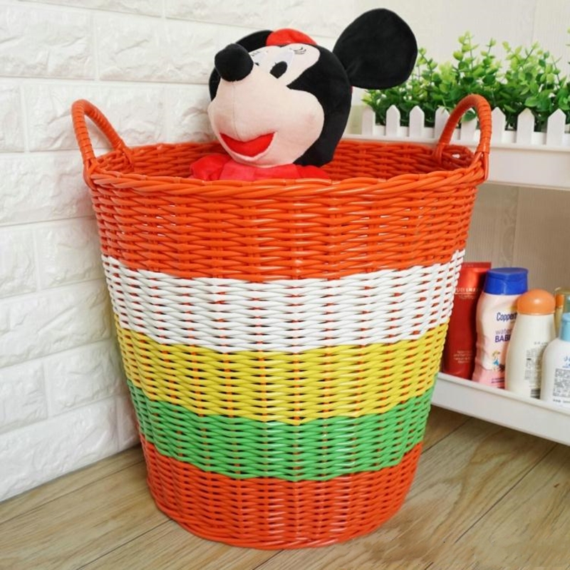 脏衣服收纳筐家用藤编篮子塑料编织篓洗衣桶玩具篮装放Y衣服的神