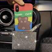 汽车用品空调出风口置物r盒镶钻车内创意收纳盒车载多功能手机挂