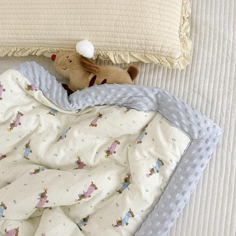 秋冬季可爱腊肠狗婴儿豆豆绒被子纯棉双层纱可机洗T儿童春秋空调,床上用品,化纤被,淘宝优惠券,粉丝福利购,淘宝优惠卷