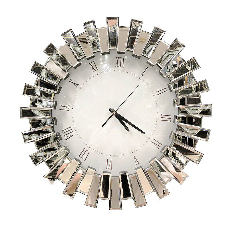 客厅个性c时尚挂钟餐厅家用轻奢装饰时钟创意贴镜静音钟表太阳机