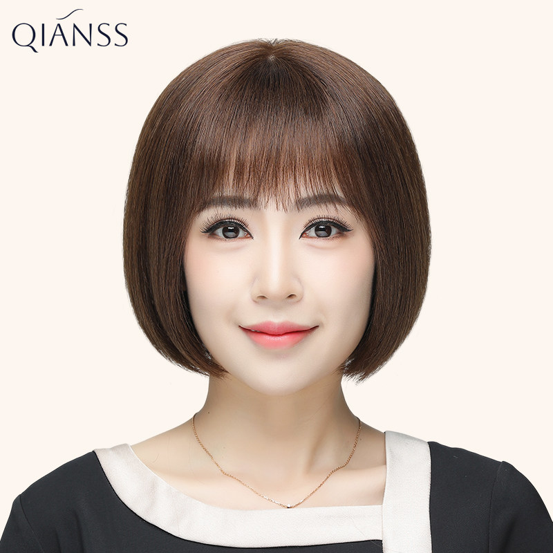假发女全头套真人发丝无痕透气中年妈F妈款短发波波头发套自然减