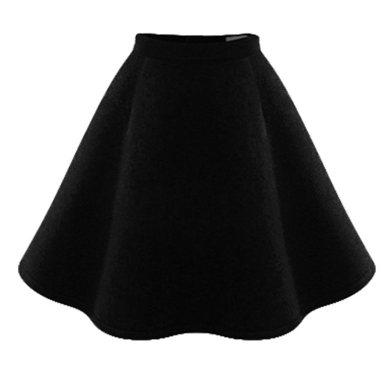 黑色秋冬款女韩版高腰羊毛呢蓬蓬裙大码半身O裙a字短裙太阳裙伞裙