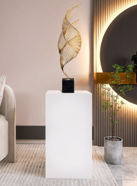 纯色圆形方形展厅台工艺品摆放服装店落地白色P简约橱窗陈列商品