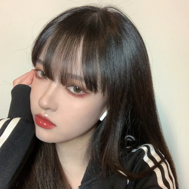 漫画齐刘海假发女lisa假v刘海自然无痕网红圆脸假发片前额真发刘