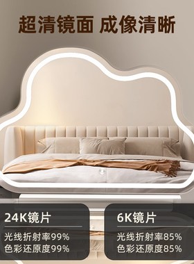 云朵智能ledi化妆镜台式桌面带灯女生卧室网红轻奢高级梳妆台镜子