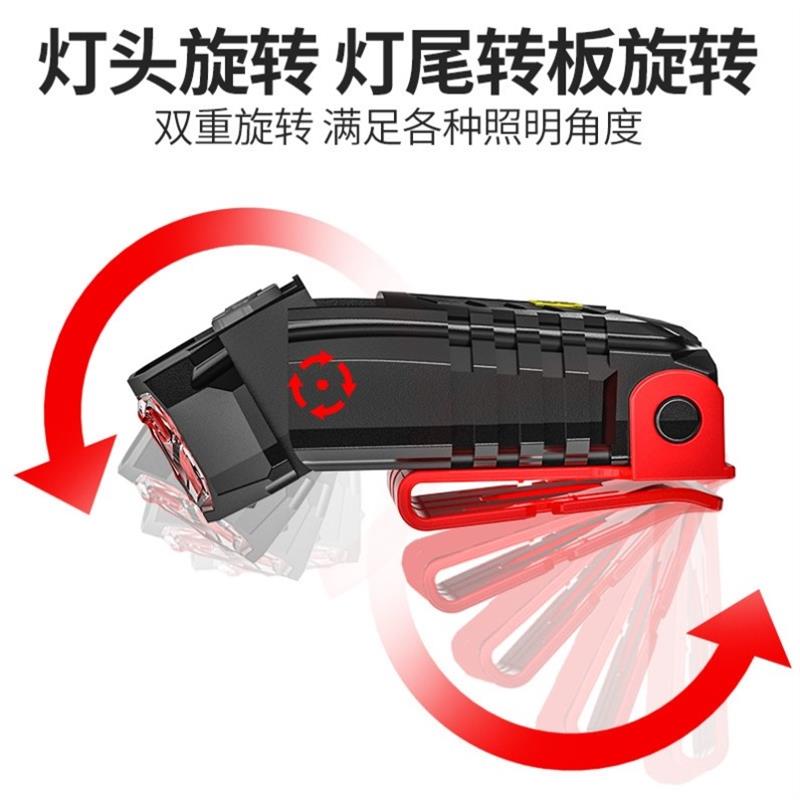 夜钓专用双光源感应夹帽头灯可充电强光超亮LED头戴式上饵帽夹灯