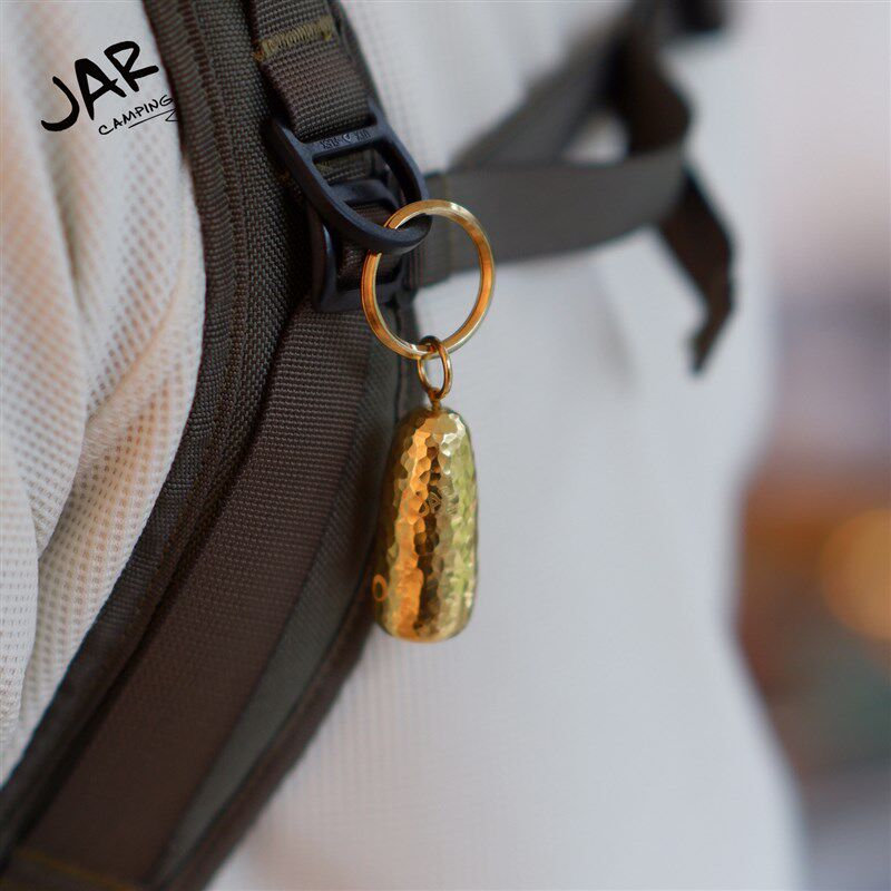 JARIGA原创设计纯手工锤纹黄铜小鱼铃铛包挂件钓鱼佬配饰汽车挂件
