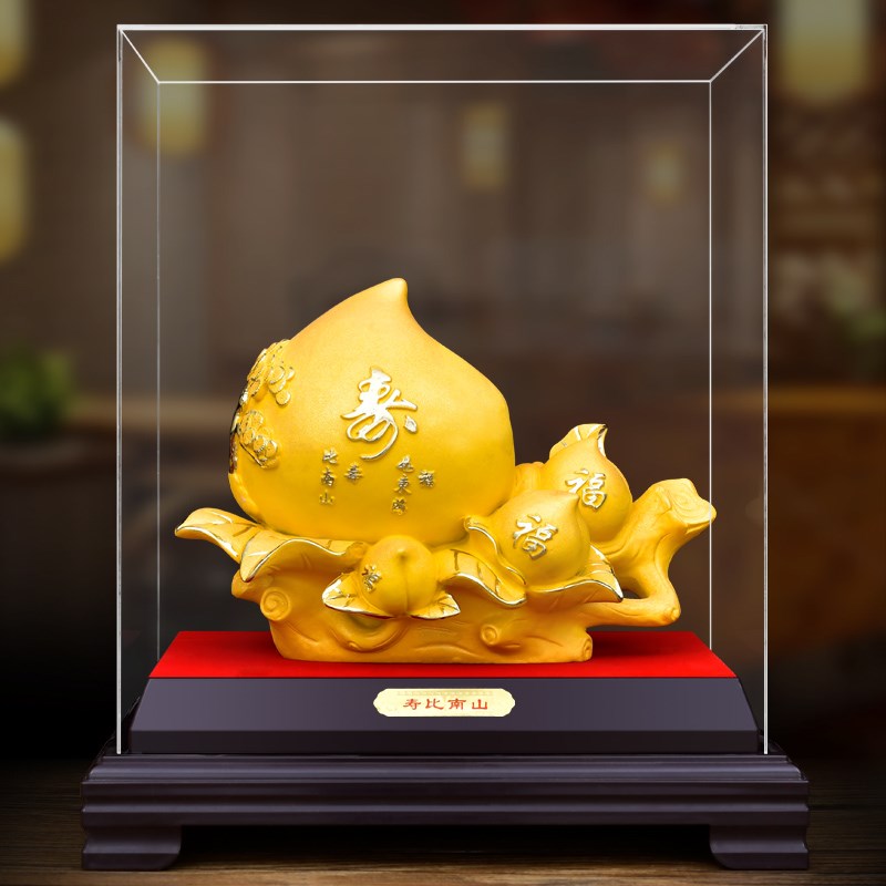 绒沙金大寿桃摆件长辈祝寿贺寿比南山礼品福寿双全送老人生日礼物