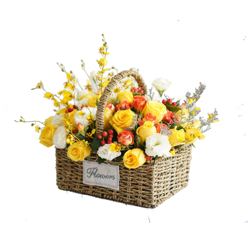 鲜花速递同城北京天津花店送花玫瑰百合康乃馨向日葵生日手提花篮