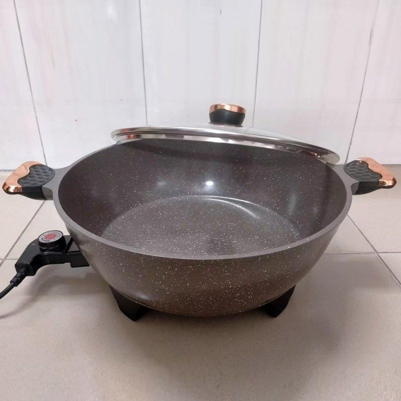 炫臣韩式多功能电热锅麦饭石火锅加厚不粘10L超大容量大功率2200W