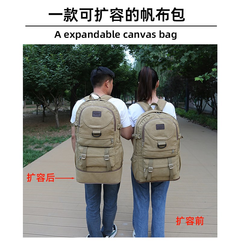 超大容量加厚帆布双肩包结实耐用旅行包出门打工行李背包男大背囊