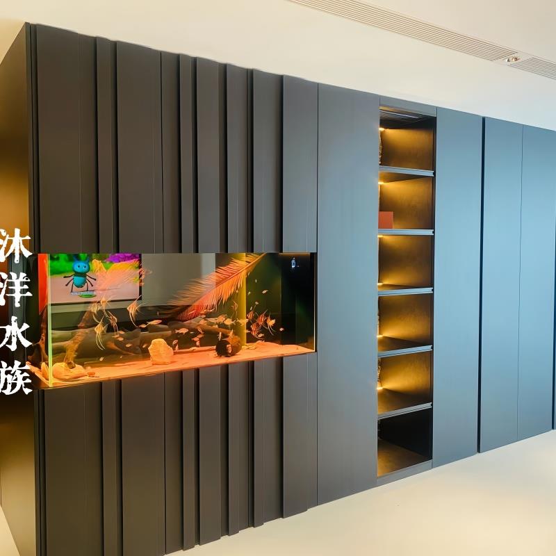 2025客厅鱼缸柜设计定制嵌入式鱼缸订做定制鱼缸隔断餐边柜鱼缸