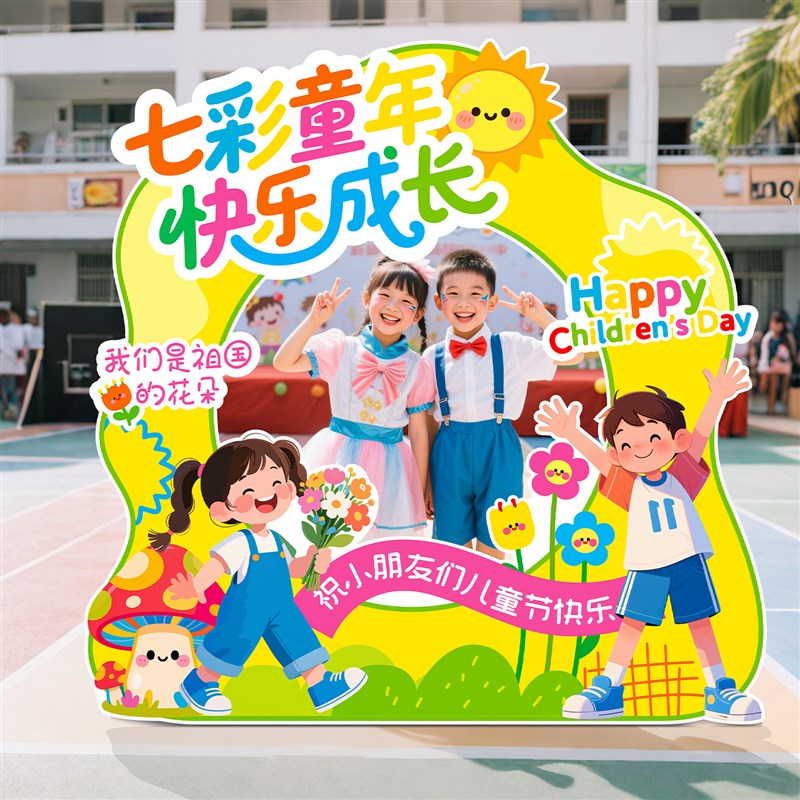 六一儿童节拍照框班级幼儿园教室场景装饰布置主题背景kt展板立牌