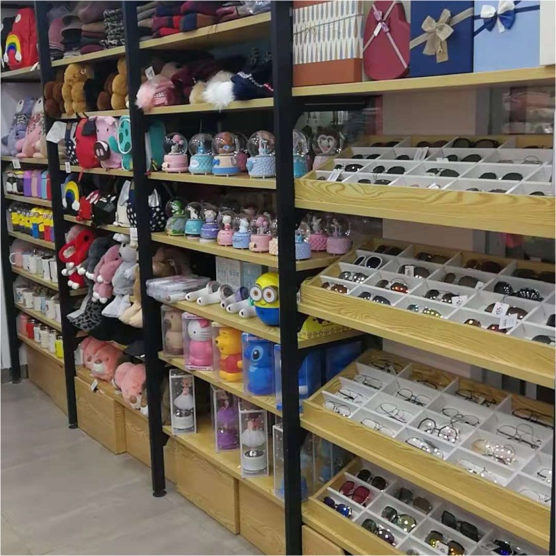 优品款饰品店货架展示架精品文具店母婴童装架黑色可调节高架边柜