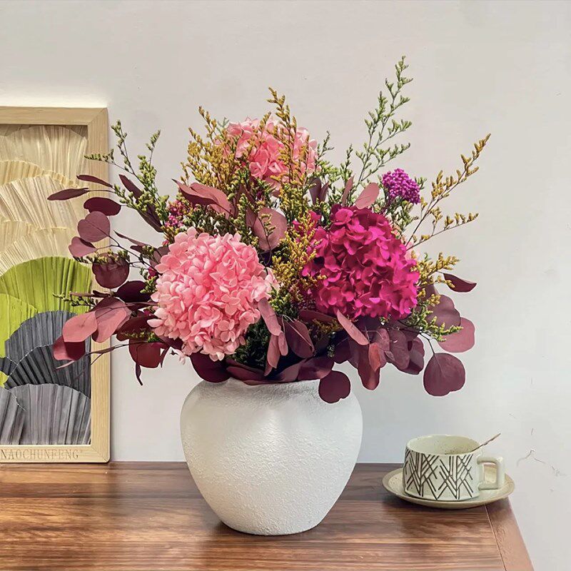 特级永生花花束绣球花尤加利叶真花干花高级感客厅装饰摆件餐桌花