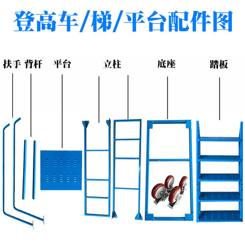 登高车理货取货梯子超市1.5米仓库踏步楼梯可拆卸移动平台登高梯