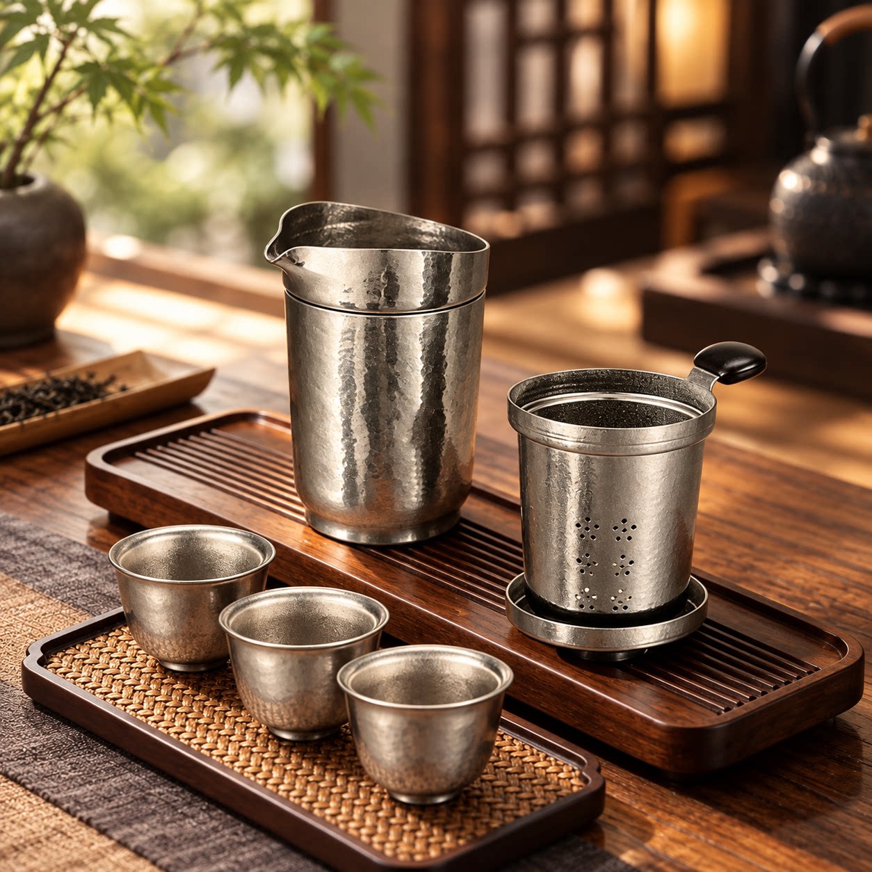 纯钛旅行茶具礼盒礼品户外便携露营泡茶壶简易办公室家用茶具套装