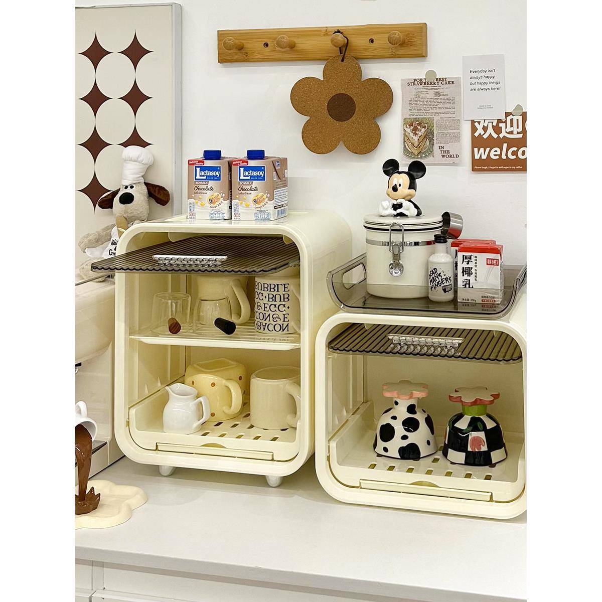 排水防尘杯储物架杯架杯架储物架水杯架咖啡角储物盒