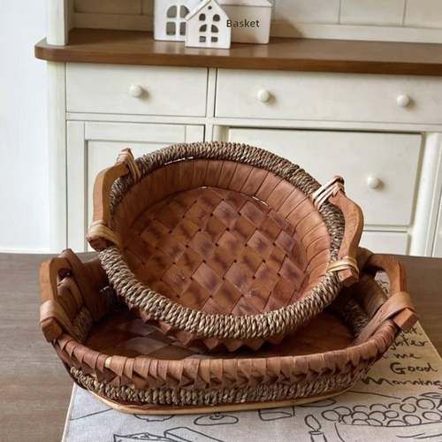 柳条储物盘水果盘储物篮杂物储物篮零食家用面包篮香薰店覆古