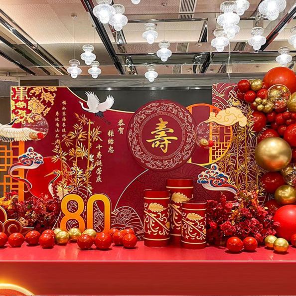 老人八十大寿宴场景布置农村80祝寿装饰70寿星60岁生日背景墙kt板