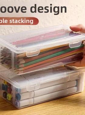 透明文具笔筒铅笔收纳盒大容量儿童蜡笔笔袋大型杂项桌面收纳盒