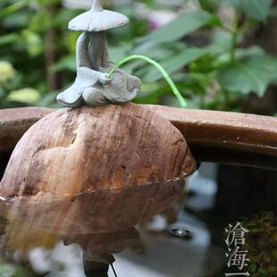 钓鱼翁花园花盆假山流水摆件古法鱼缸造景水族微景观迷你水景装饰