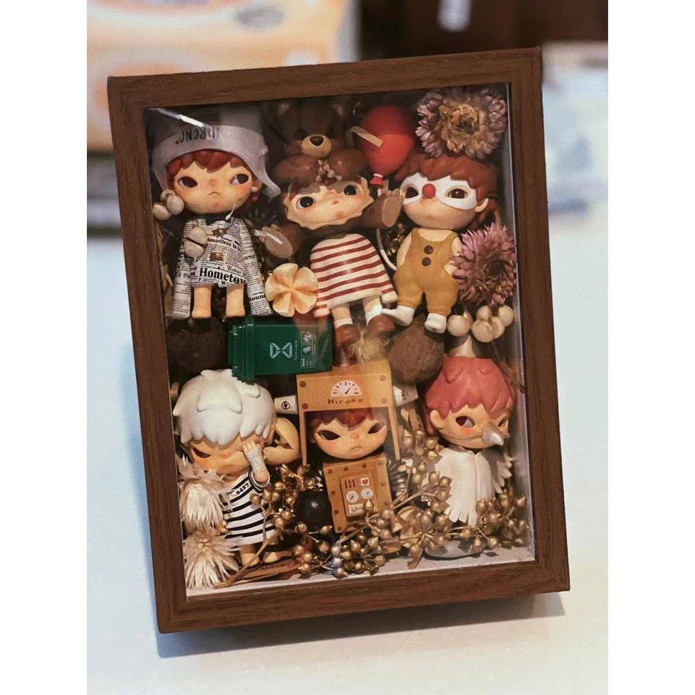 盲盒存储相框展示架立体中空8英寸木桌娃娃手工制作小野DIY创意相