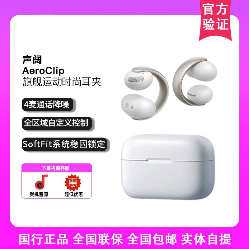 声阔AeroClip耳夹开 放式蓝牙耳机4麦通话夹耳式气骨传导 不入耳